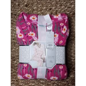 NEW Mayfair Women's 3XL 2 Pc UltraSoft Micro Fleece Pink Floral Pajama Set Gift